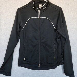 Nike Track Jacket Women's Medium Black Full Zip Pockets Gym Training